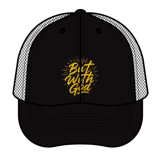 But with God Trucker Hat, Vintage Cap, Faith-Based Gift, Christian Accessory, Summer Hat, Outdoor Wear